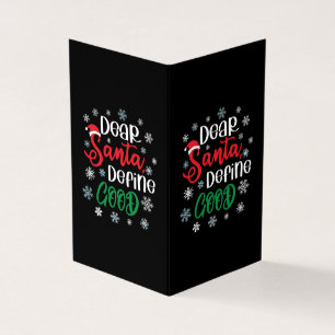 Tarjeta Querido Santa Define Bueno Divertido Navidad