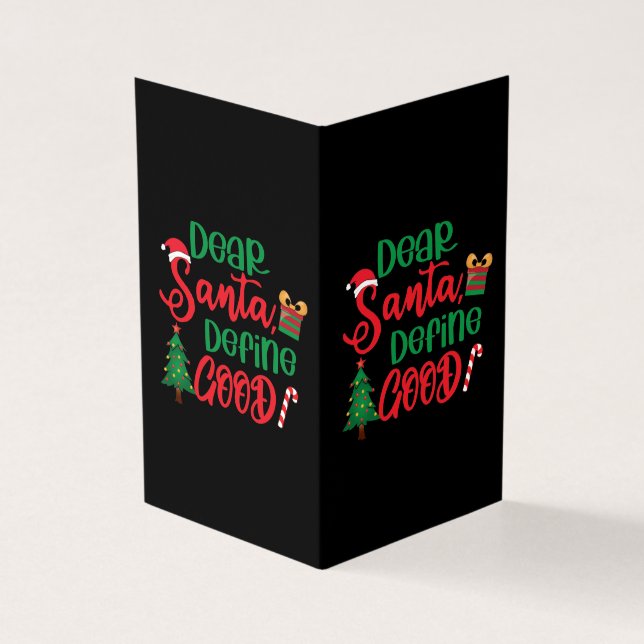 Tarjeta Querido Santa Define Bueno Divertido Navidad (Exterior)