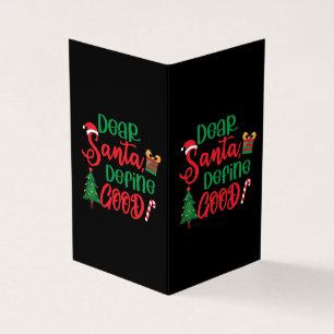 Tarjeta Querido Santa Define Bueno Divertido Navidad