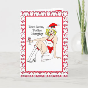 Tarjeta Querido Santa, Define Travieso   Humor de Navidad 