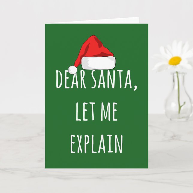 Tarjeta Querido Santa Déjame explicar Divertida Navidad (Planta pequeña)