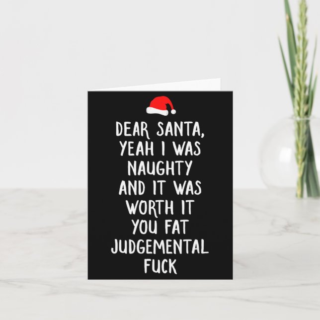 Tarjeta Querido Santa Divertido Inapropiado Navidad  (Anverso)