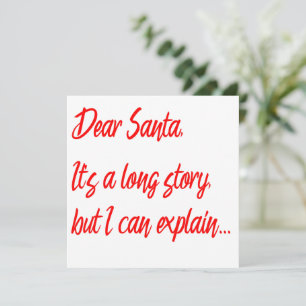 Tarjeta Querido Santa, es una larga historia...