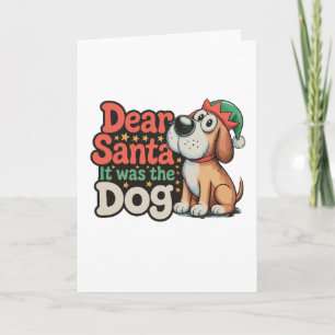 Tarjeta Querido Santa Fue El Perro Sombrero Navidad Xmas