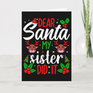 Tarjeta Querido Santa Mi Hermana Lo Hizo Chicas Niños Niño