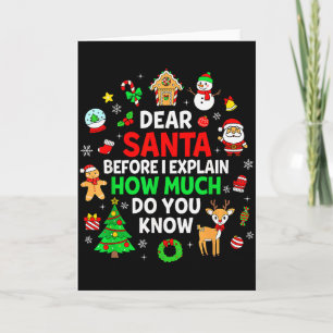 Tarjeta Querido Santa Puedo Explicar Divertido Navidad Coi