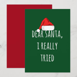 Tarjeta Querido Santa realmente lo intenté Divertida Navid
