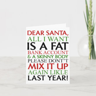 Tarjeta Querido Santa Todo Lo Que Quiero Es Una Cuenta Nk