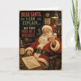 Tarjeta Querido Santa Whiskey Navidad Divertida