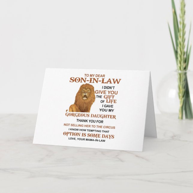 Tarjeta Querido yerno, no te di el regalo de la vida (Anverso)