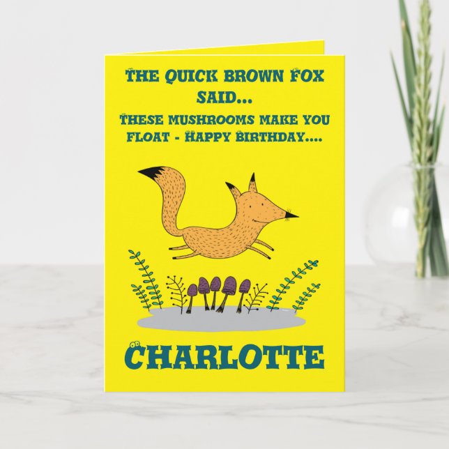 Tarjeta Quick Brown Fox flota Cumpleaños plegable (Anverso)