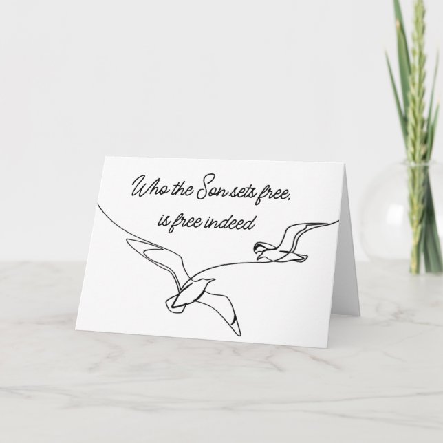 Tarjeta ¿Quién es el hijo libre es, de hecho, libre Verse  (Anverso)