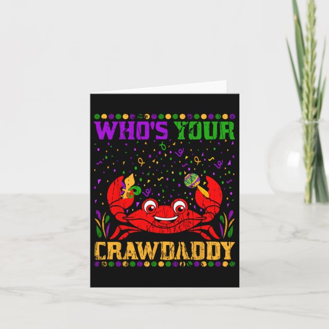 Tarjeta ¿Quién Es Tu Crawdaddy Jester Crawfish Beads Mardi (Anverso)