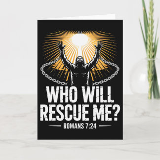 Tarjeta ¿Quién me rescatará Romanos 7 Biblia Cristiana Neg