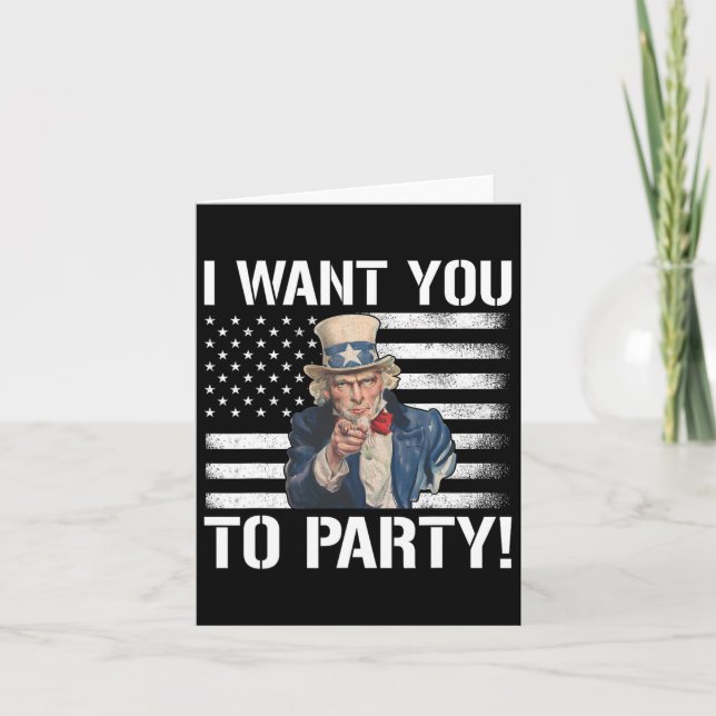 Tarjeta ¿Quieres Que Te Vayas Con El Fiesta Tío Sam Funny  (Anverso)