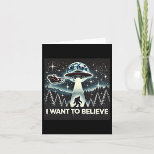 Tarjeta Quiero Creer Divertido Ufo Pie Grande Santa Navida