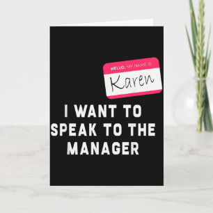 Tarjeta Quiero hablar con el gerente Karen Halloween Cos