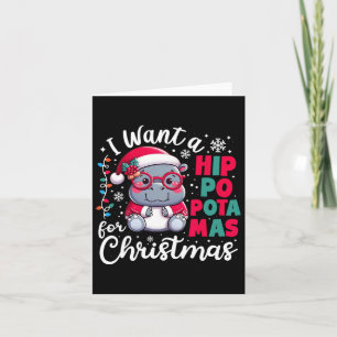 Tarjeta Quiero Hipopótamo Para Navidades Gracioso Hip De N