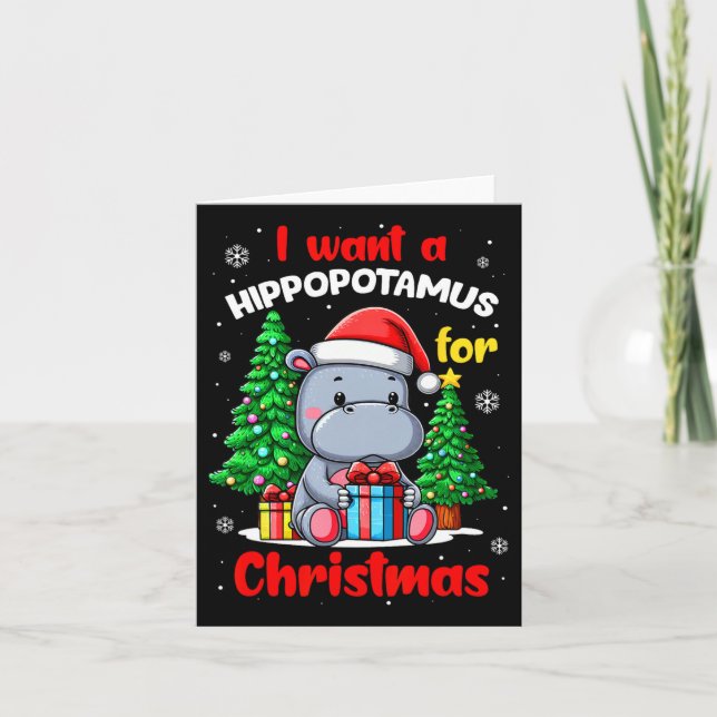 Tarjeta Quiero Hipopótamo Para Navidades Hippo Para Niños (Anverso)