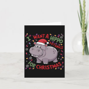 Tarjeta Quiero Hipopótamo Para Navidades Hippo Xmas 2
