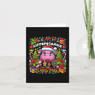 Tarjeta Quiero Hipopótamo Para Navidades Hippo Xmas Cos