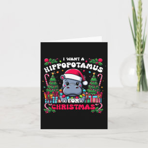 Tarjeta Quiero Hipopótamo Para Navidades Hippo Xmas Cos