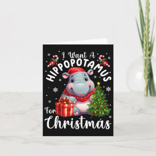 Tarjeta Quiero Hipopótamo Para Navidades Xmas Hippo 1