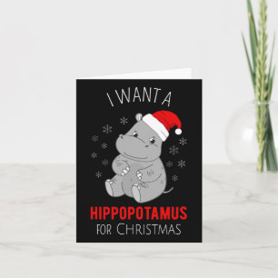 Tarjeta Quiero Hipopótamo Para Navidades - Xmas Hippo H