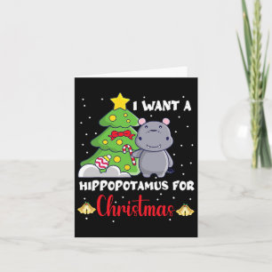 Tarjeta Quiero Hipopótamo Para Navidades Xmas Hippo Para