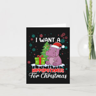 Tarjeta Quiero Hipopótamo Para Navidades Xmas Hippo Para