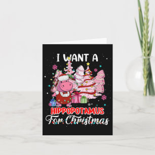 Tarjeta Quiero Hipopótamo Para Navidades Xmas Hippo Para