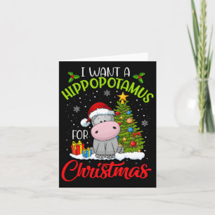 Tarjeta Quiero Hipopótamo Para Navidades Xmas Hippo Para