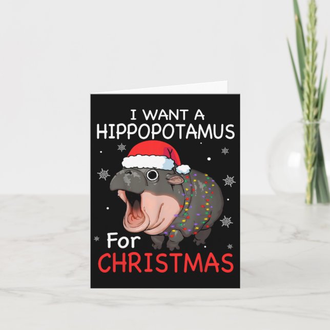 Tarjeta Quiero Hipopótamo Para Navidades Xmas Hippo Para (Anverso)