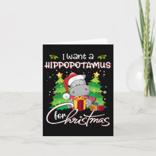 Tarjeta Quiero Hipopótamo Para Navidades Xmas Hippo Para