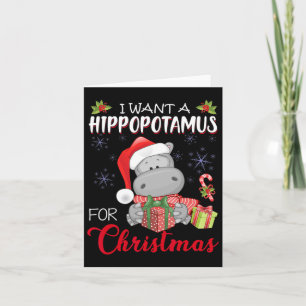 Tarjeta Quiero Hipopótamo Para Navidades Xmas Hippo Para