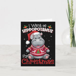 Tarjeta Quiero Hipopótamo Para Navidades Xmas Hippo Para