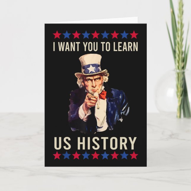 Tarjeta Quiero que aprendas historia de EE. UU. Profesor a (Anverso)