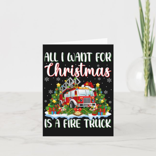 Tarjeta Quiero Que Los Navidades Sean Un Camión De Bombero (Anverso)