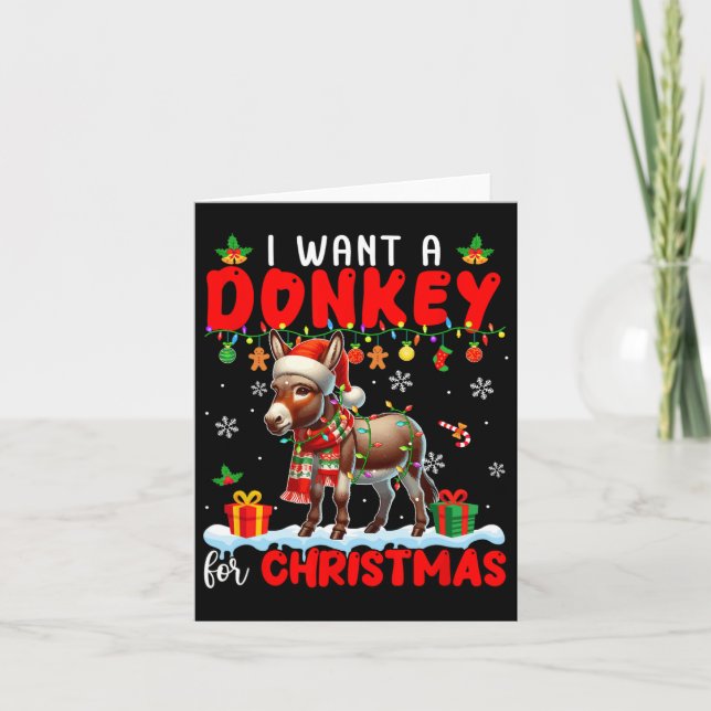 Tarjeta Quiero Un Burro Para Navidades Granjero De Santa D (Anverso)