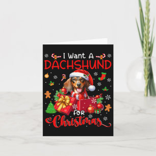 Tarjeta Quiero Un Dachshund Para El Propietario De Navidad