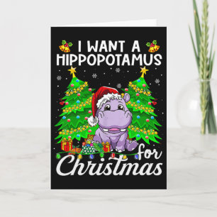 Tarjeta Quiero un hipopótamo para luces de Navidad Santa H