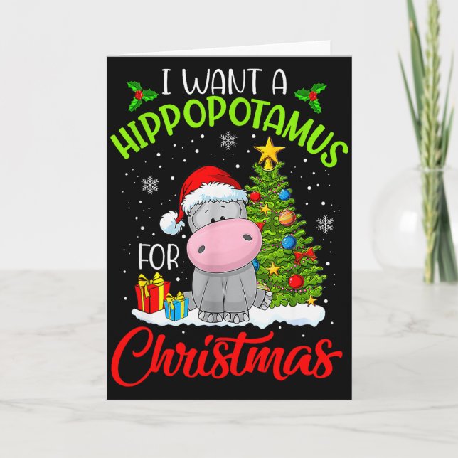 Tarjeta Quiero un hipopótamo para Navidad (Anverso)