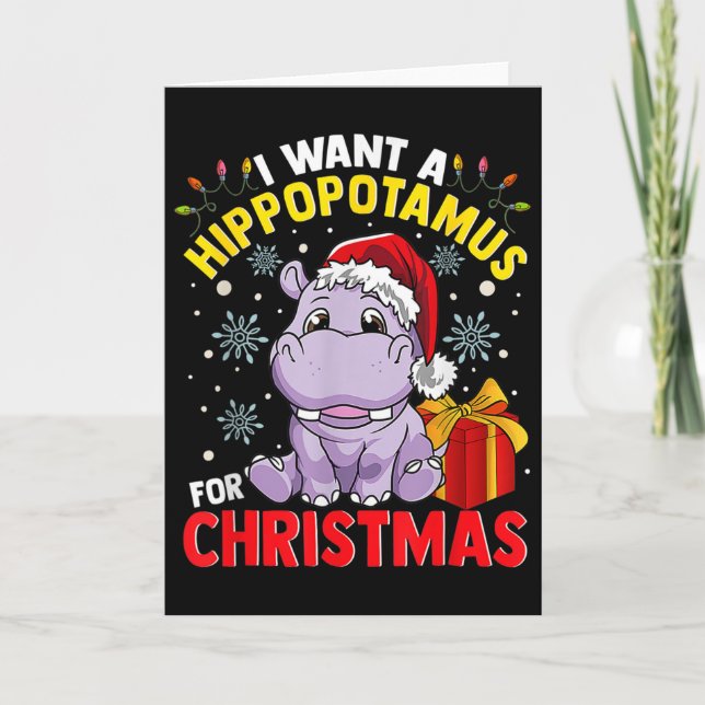 Tarjeta Quiero un hipopótamo para Navidad (Anverso)