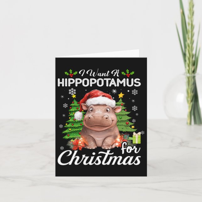 Tarjeta Quiero Un Hipopótamo Para Navidades Con Regalos Cu (Anverso)