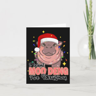 Tarjeta Quiero Un Moo Deng Para Los Navidades Luces Hippot
