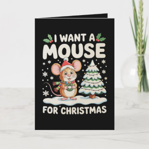 Tarjeta Quiero Un Ratón Para La Navidad Santa Sombrero Nie