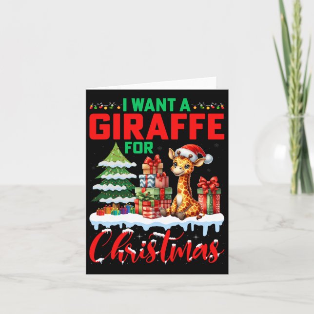Tarjeta Quiero Una Girafa Para Los Navidades - Giraffe Lov (Anverso)