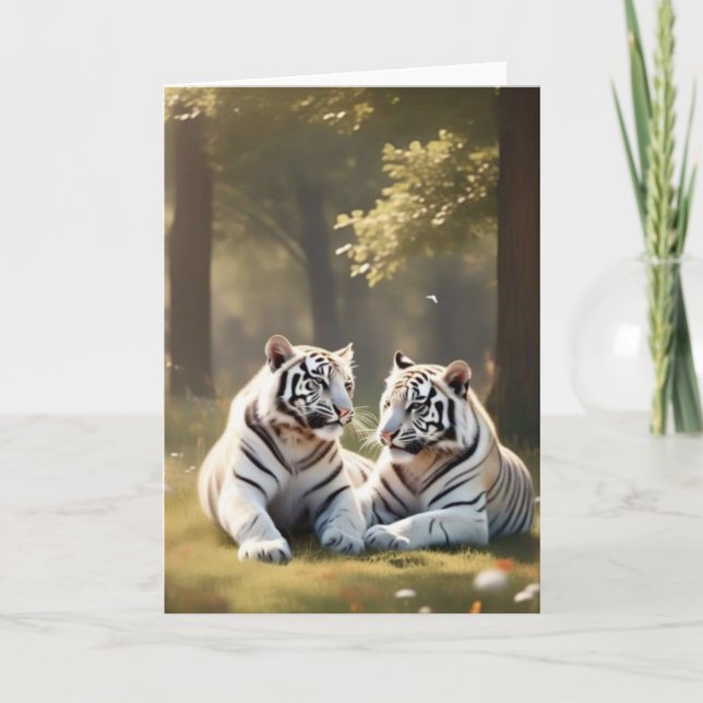 Tarjeta Quiet Companions – White Tigers Greeting Card (Anverso)