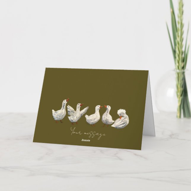 Tarjeta Quiet Quack: White Duck Starry Night Goose (Reverso)