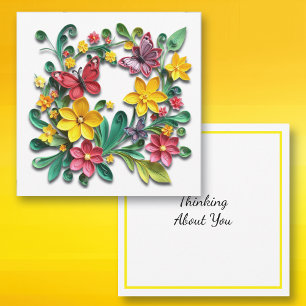 Tarjeta Quillado de papel Floral Faux Pensando en ti